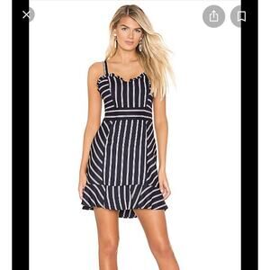 Parker Womens Size 4 Jemima Navy Lavender Ruffle Stripe Sleeveless Mini Dress